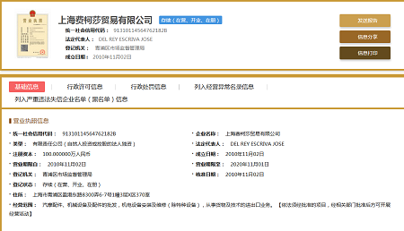 貿(mào)易公司經(jīng)營范圍實戰(zhàn)四：上海費柯莎貿(mào)易有限公司